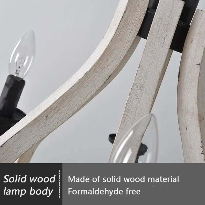 Solid wood lamp body with text indicating it is made of solid wood and formaldehyde-free.