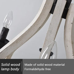 Solid wood lamp body with text indicating it is made of solid wood and formaldehyde-free.