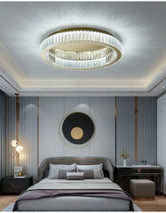 Gold Ring Crystal Ceiling Chandelier Flush Mount Light