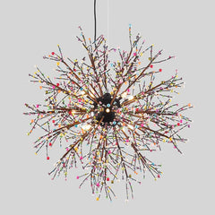 Starburst Pendant Light with Colorful Ceramic Flower Accents