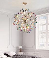 Gold Agate Slice Floral Chandelier Pendant Light