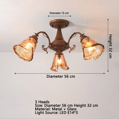 Brushed Bronze Floral Semi-Flush Mount Ceiling Light