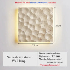 Textured Stone Geometric Wall Sconce with Backlight Illumination
