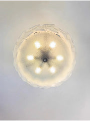 White Glass Floral Flush Mount Ceiling Light Chrome Brass Finish