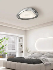 Chrome Wave Flowing Organic Shape Flush Mount Ceiling Light Fixture
