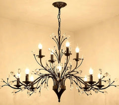 Decorative chandelier with multiple lights on a beige background