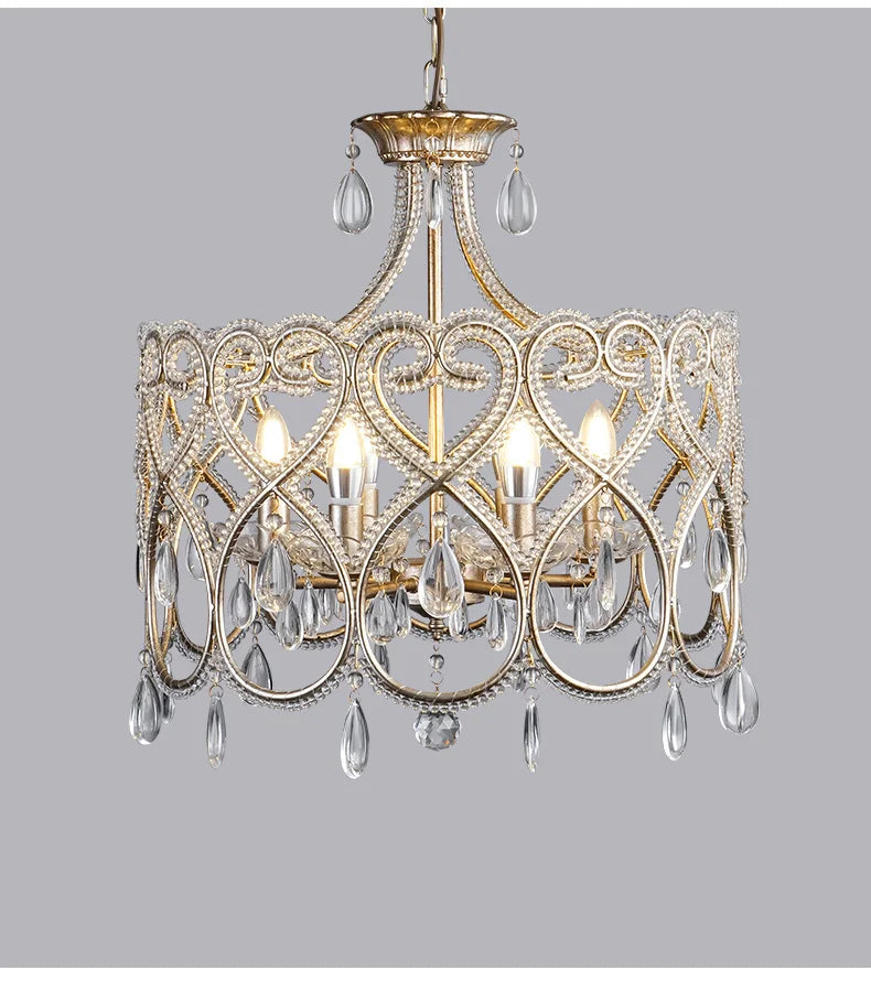 Decorative chandelier with crystal elements on a gray background
