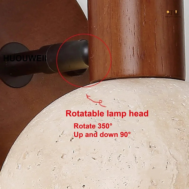 Close-up of a lamp with a rotatable lamp head feature highlighted.