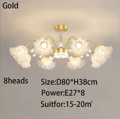 Gold Floral Semi-Flush Ceiling Light Chandelier Fixture