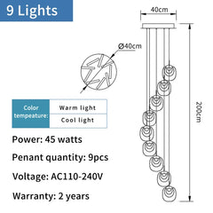 Technical drawing of a chandelier with dimensions and specifications.