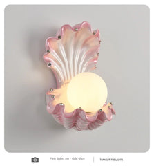 Seashell Wall Sconce Gold and Pink Pearl Accent Wall Light