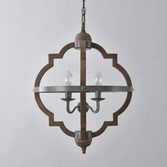 Barbed Quatrefoil Wooden Iron Pendant Light