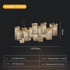 Gold Frame Crystal Waterfall Pendant Light with Cascading Strands