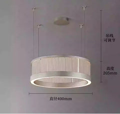 Modern Ring Pendant Light with Cracked Glass and Brushed Metal Finish