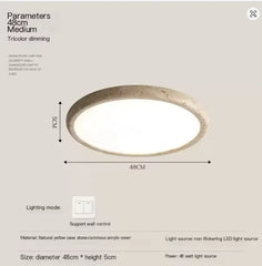 Round Stone Texture Flush Mount Ceiling Light Subtle Natural Finish