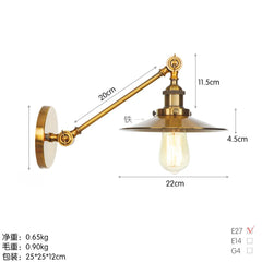 Brushed Gold Industrial Cone Shade Wall Sconce Light