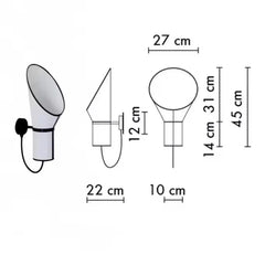 Measurement chart of a wall-mounted light fixture with dimensions in centimeters.