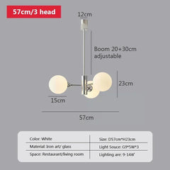 Opal Glass Globe Cluster Chandelier - Modern Polished Chrome Frame