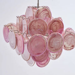 Glass Disc Chandelier Pink Tiered Hanging Pendant Light