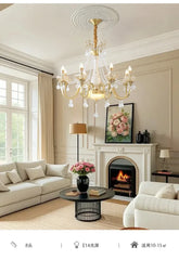 Gold Crystal Candelabra Chandelier With Faceted Crystal Accents