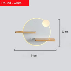 Modern Wood Shelf LED Wall Sconce with USB Charger