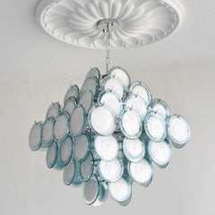 Cascading Glass Disc Chandelier - Modern Semi-Flush Mount Fixture