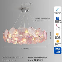 Pink Round Crystal Chandelier Semi-Flush Ceiling Light