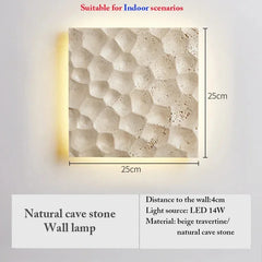 Textured Stone Geometric Wall Sconce with Backlight Illumination