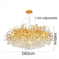 Gold Crystal Cascade Chandelier Surface Mount Light