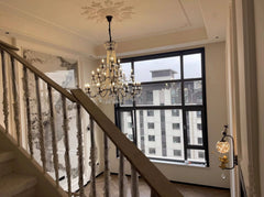 Black Candelabra Crystal Chandelier With Pearl Beads