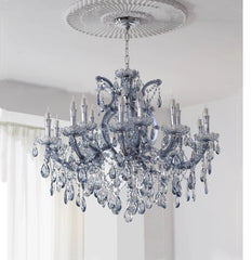 Crystal Candelabra Chandelier with Droplet Accents and Metal Frame