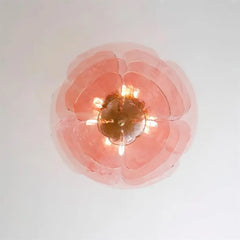 Glass Leaf Tiered Chandelier Polished Copper Floral Pendant Light