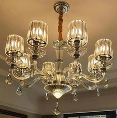 Crystal Candle Style Chandelier with Crystal Shades