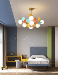 Gold Starburst Branch Chandelier with Globe Shades