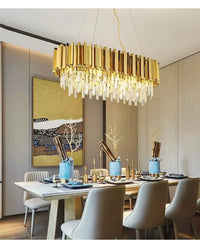 Tiered Crystal Chandelier with Black Accents and Gold Finish