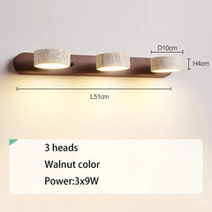 Wall-mounted light fixture with dimensions and specifications on a white background