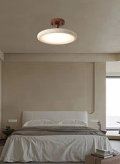 Natural Stone and Wood Semi-Flush Mount Ceiling Light Fixture