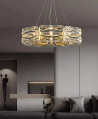 Gold Frame Geometric Crystal Chandelier Pendant Light Fixture