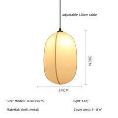 Pendant light with dimensions and specifications on a white background
