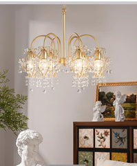 Gold Crystal Teardrop Chandelier Hanging Pendant Light