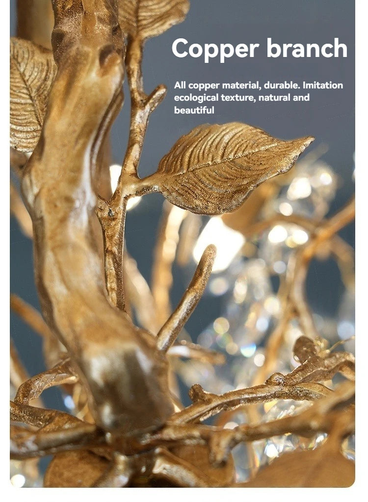 Copper branch decorative item with text on a gray background