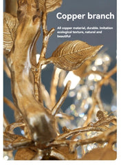 Copper branch decorative item with text on a gray background