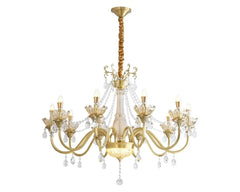 Gold Crystal Candelabra Chandelier With Faceted Crystal Accents