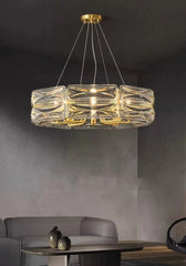 Gold Frame Geometric Crystal Chandelier Pendant Light Fixture