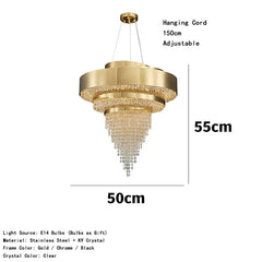 Tiered Crystal Waterfall Chandelier with Gold Finish Metal Frame