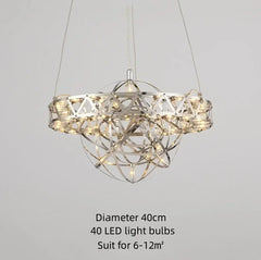 Chandelier with 40 LED light bulbs on a gray background