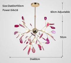 Gold Branch Sputnik Chandelier with Blue Agate Slices