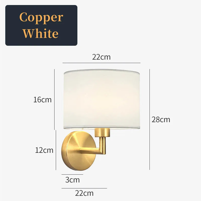 Wall lamp with dimensions labeled on a white background