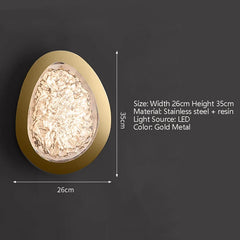 Gold Oval Frame Textured Resin Egg Sconce Wall Light with Warm Glow
