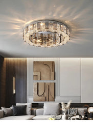 Modern Chrome Crystal Ring Semi-Flush Mount Chandelier Lighting